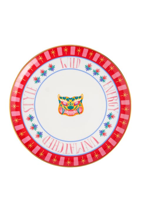 Lublin Gold Rim Porcelain Pizza Plate Energy 13"