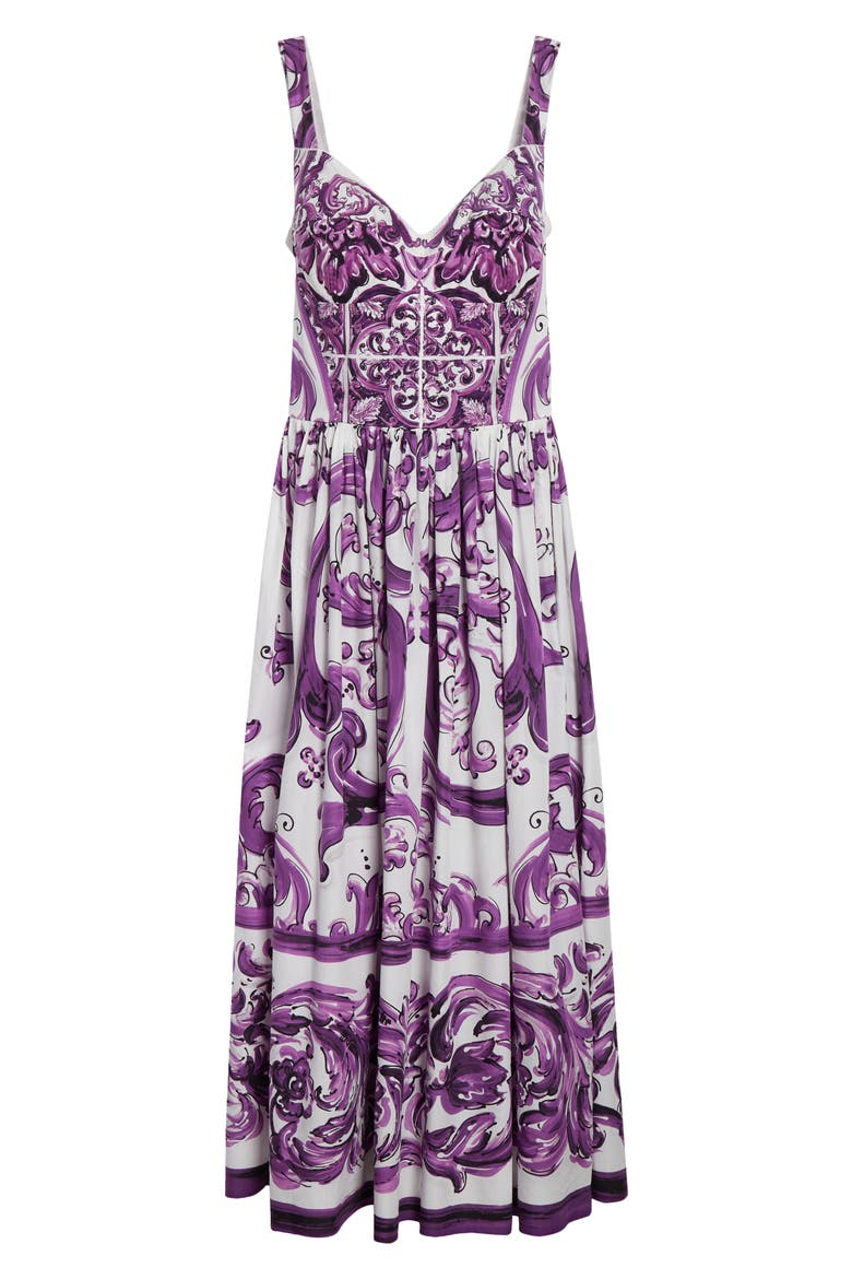 Majolica Print Poplin Midi Sundress, Main, color, HP5DQ MIX MAIOLICA L VIOLA