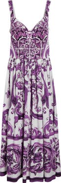 Dolce&Gabbana Majolica Print Poplin Midi Sundress