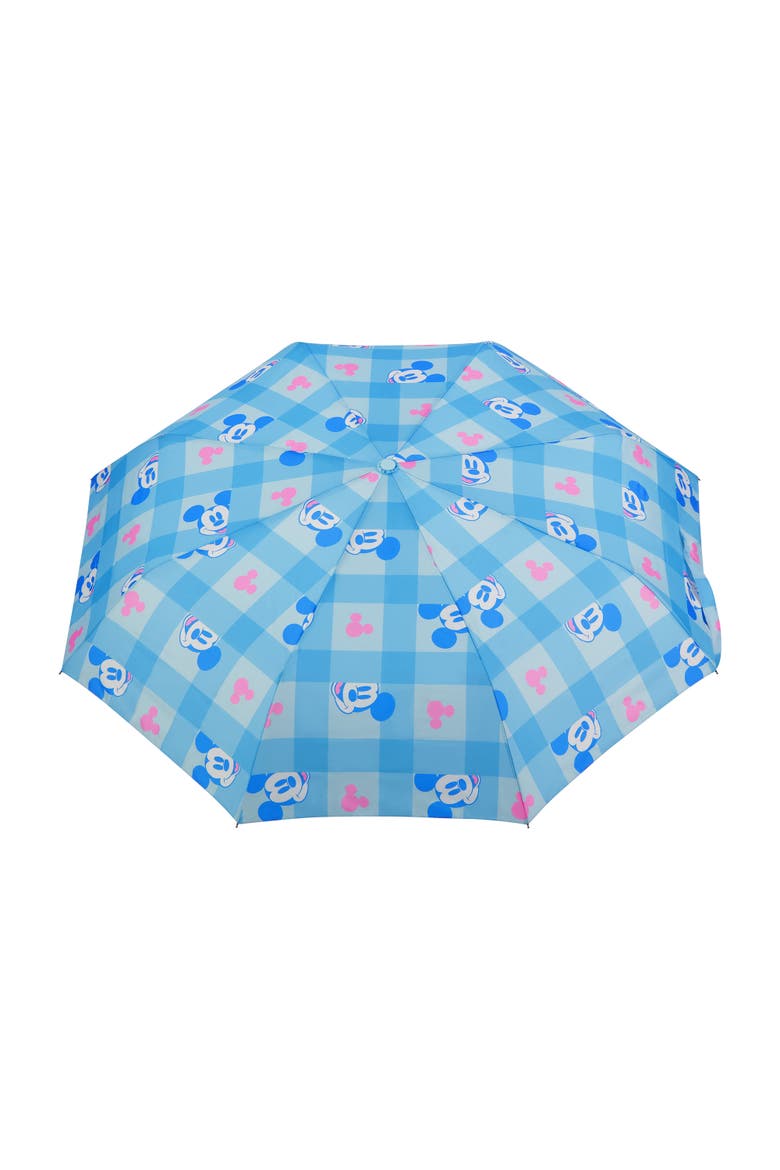Mickey Mouse Adult Rain Umbrella  39" Automatic Folding, Compact & Travel-Friendly, Alternate, color, BLUE