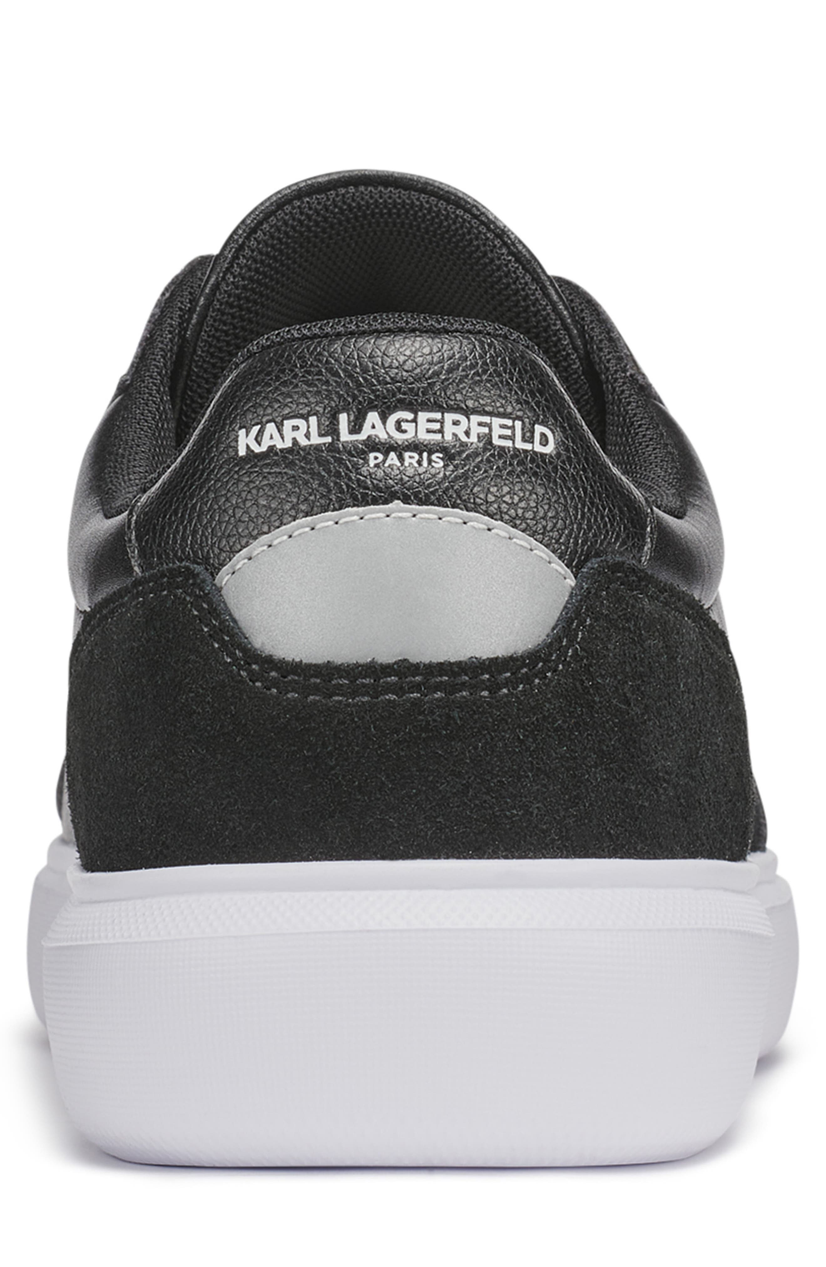 KARL LAGERFELD PARIS Side Karl Profile Embroidered Low Top Sneaker, Alternate, color, Black