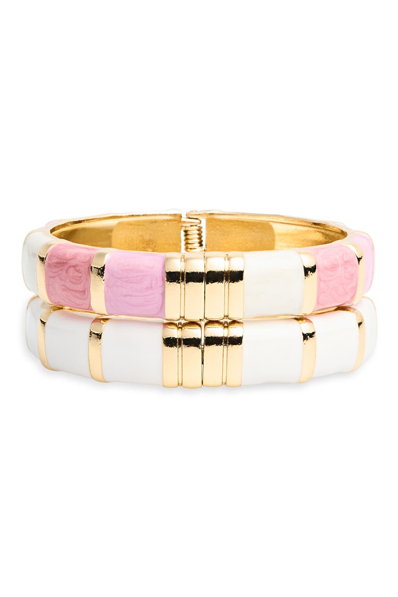 2-Pack Enamel Hinge Bracelets, Main, color, PINK/ WHITE