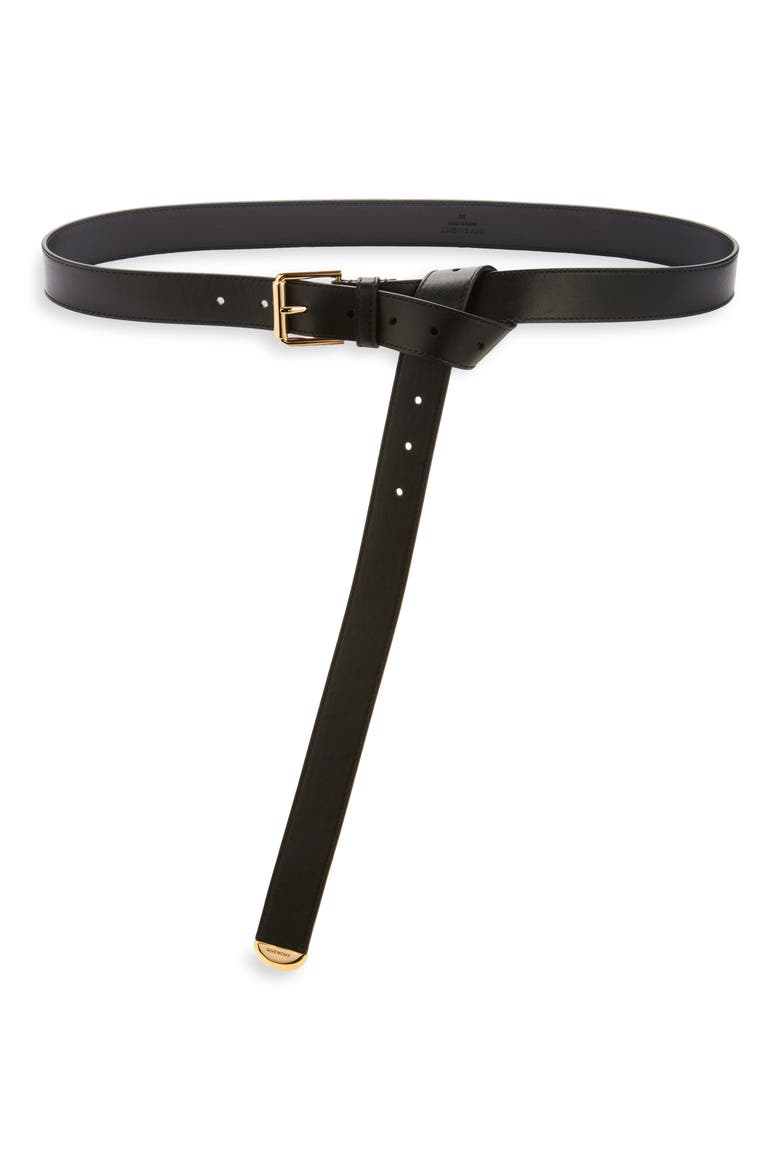Voyou Metal Tip Leather Belt, Main, color, BLACK
