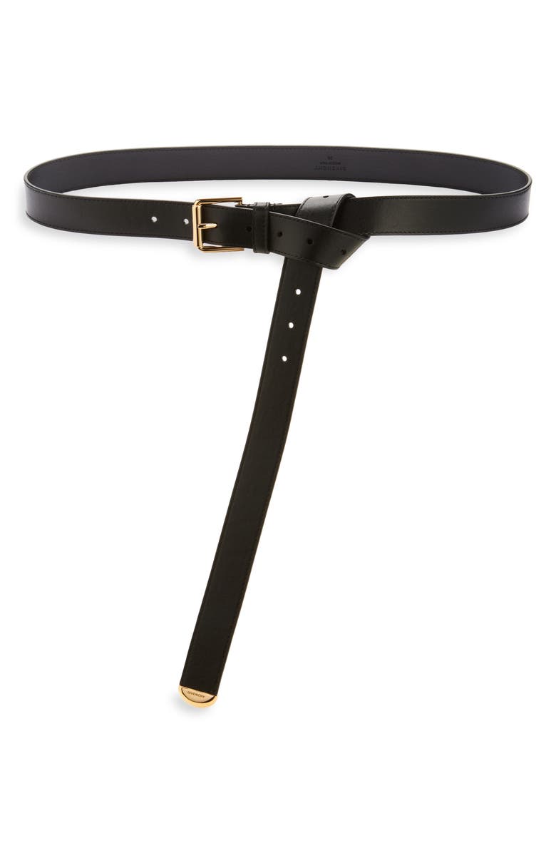 Givenchy Voyou Metal Tip Leather Belt, Main, color, Black