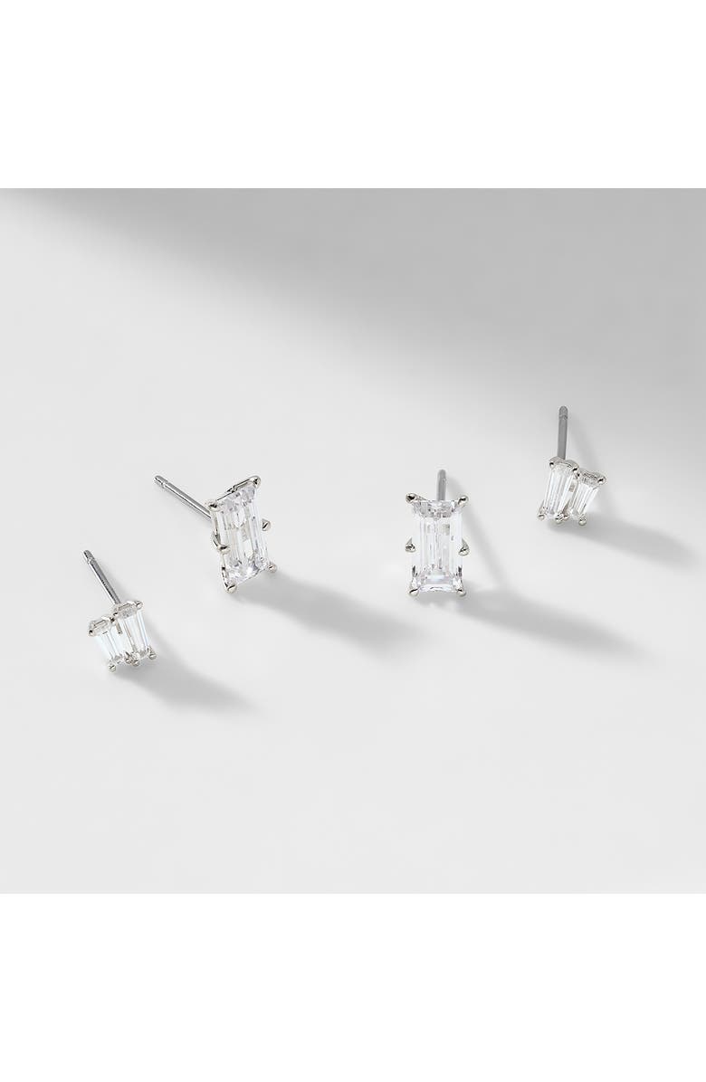 Nadri Chateau Set of 4 Baguette Cubic Zirconia Earrings, Alternate, color,