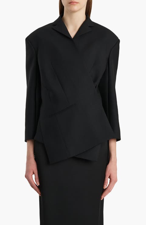 Palto Asymmetric Wool & Silk Cady Wrap Jacket