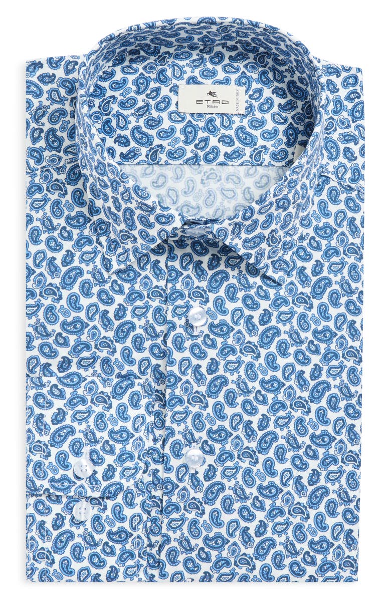 Etro Roma Paisley Cotton Stretch Poplin Dress Shirt, Alternate, color, Stampa F.do Bianco