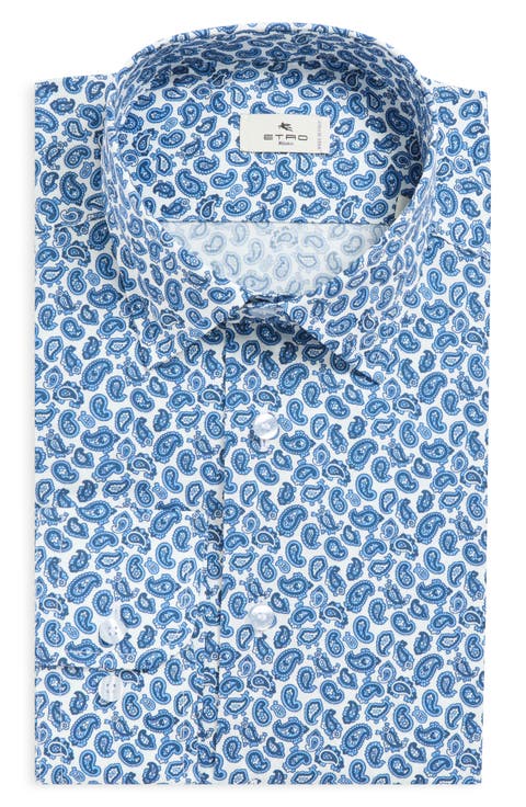 Roma Paisley Cotton Stretch Poplin Dress Shirt