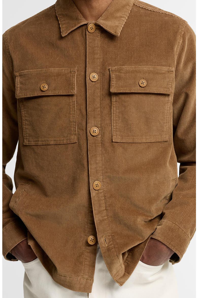 Tartan Trimmed Corduroy Shirt Jacket, Alternate, color, SANDSTONE