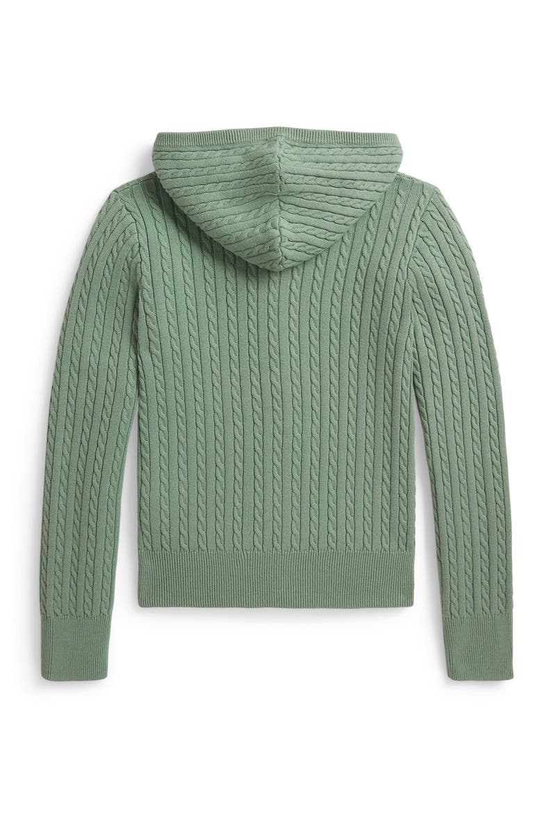 Kids' Cable Knit Cotton Zip Hoodie, Alternate, color, FADED MINT