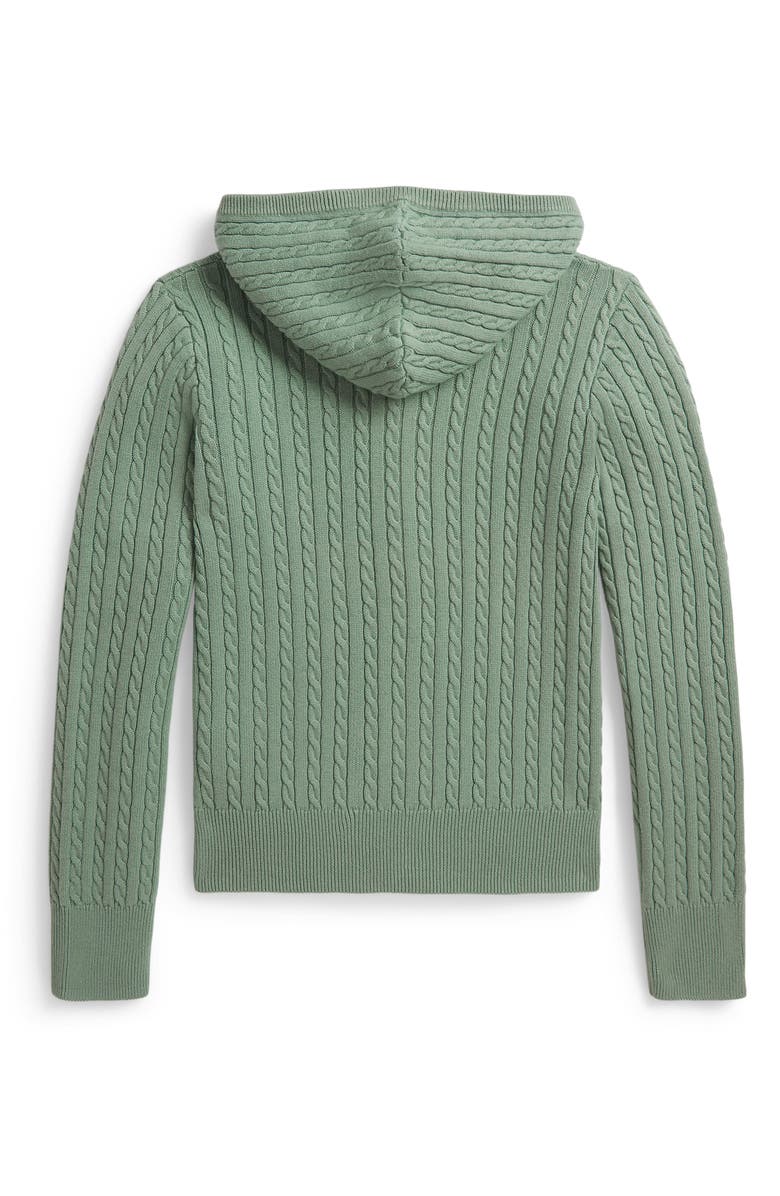 Polo Ralph Lauren Kids' Cable Knit Cotton Zip Hoodie, Alternate, color, Faded Mint