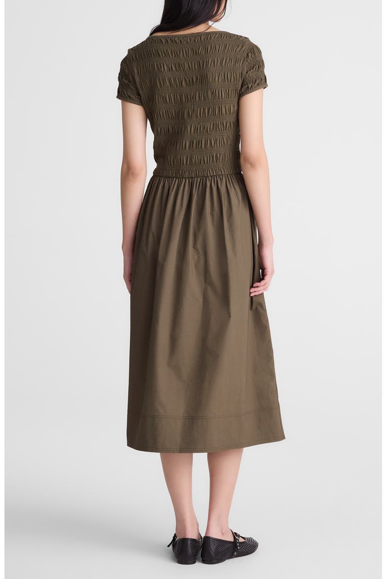 Smocked Boatneck Midi Dress, Alternate, color, FADED IVY