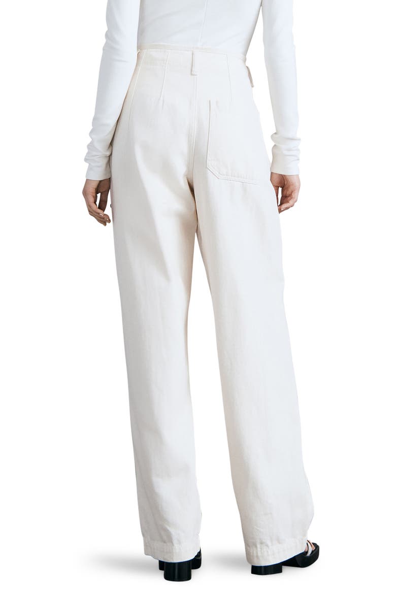 Pleated High Waist Cotton Trousers, Alternate, color, ECRU