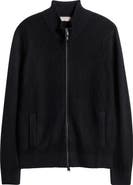 Canali Mock Neck Wool Zip Cardigan