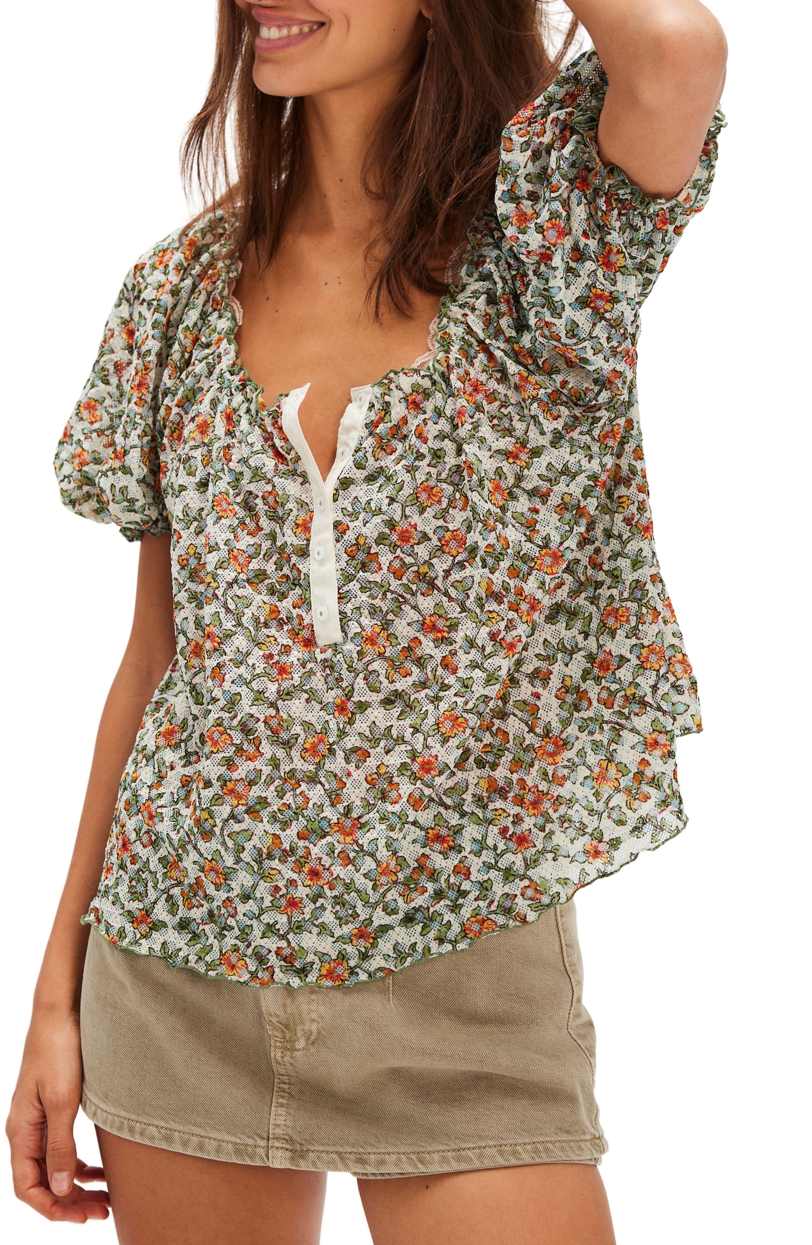 Free People Astra Floral Print Top