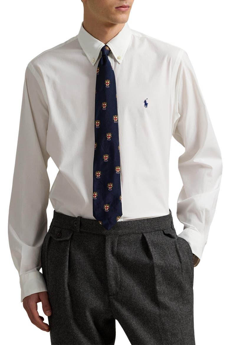 Classic Fit Stretch Cotton Poplin Button-Down Shirt, Main, color, WHITE