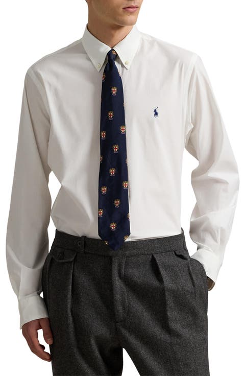 Classic Fit Stretch Cotton Poplin Button-Down Shirt