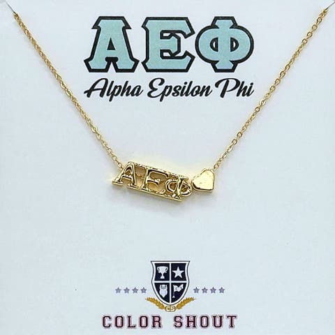 Alpha Epsilon Phi Sorority Gold Heart Necklace