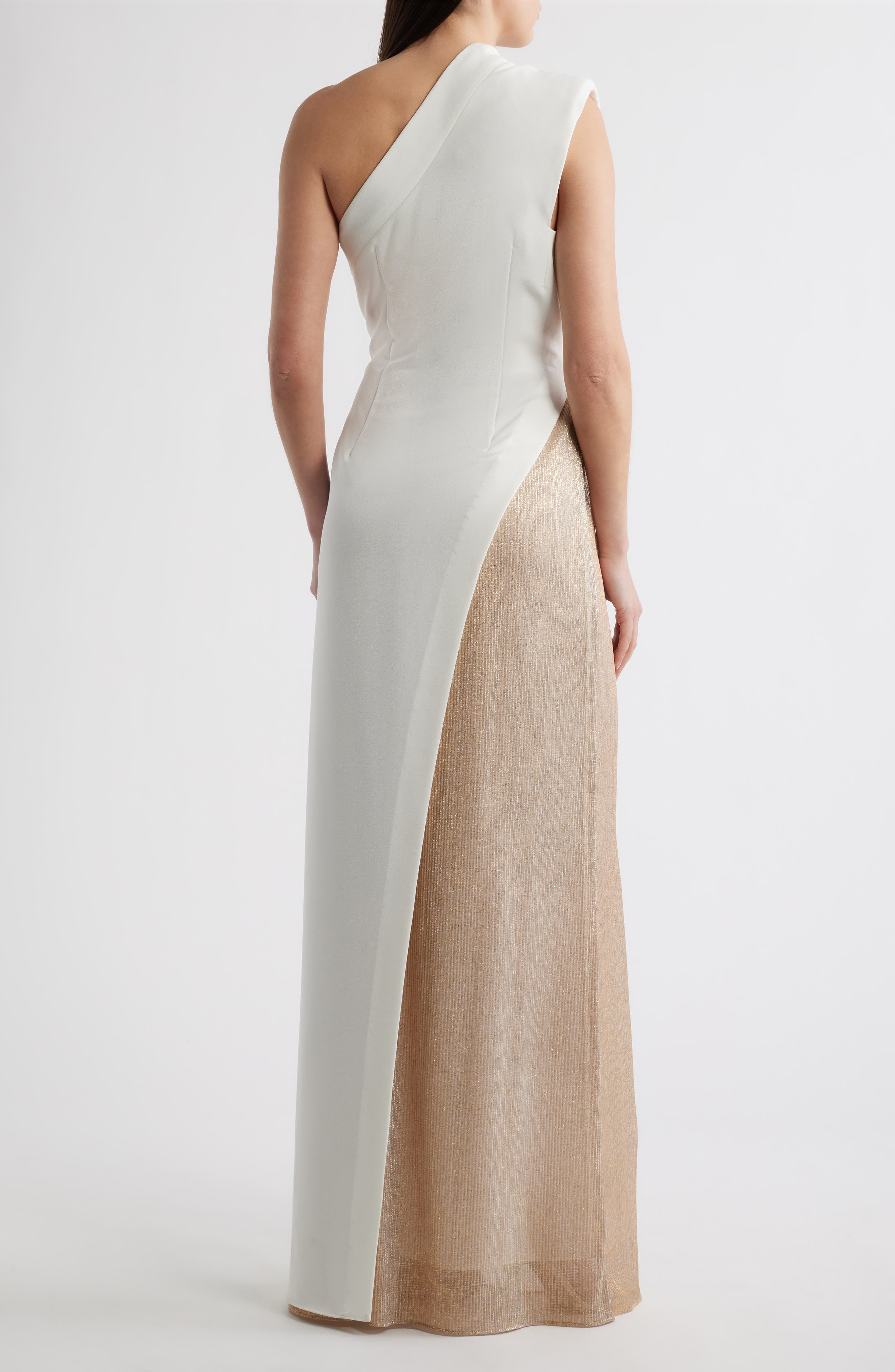 Marigold One-Shoulder Mixed Media Gown - image 2