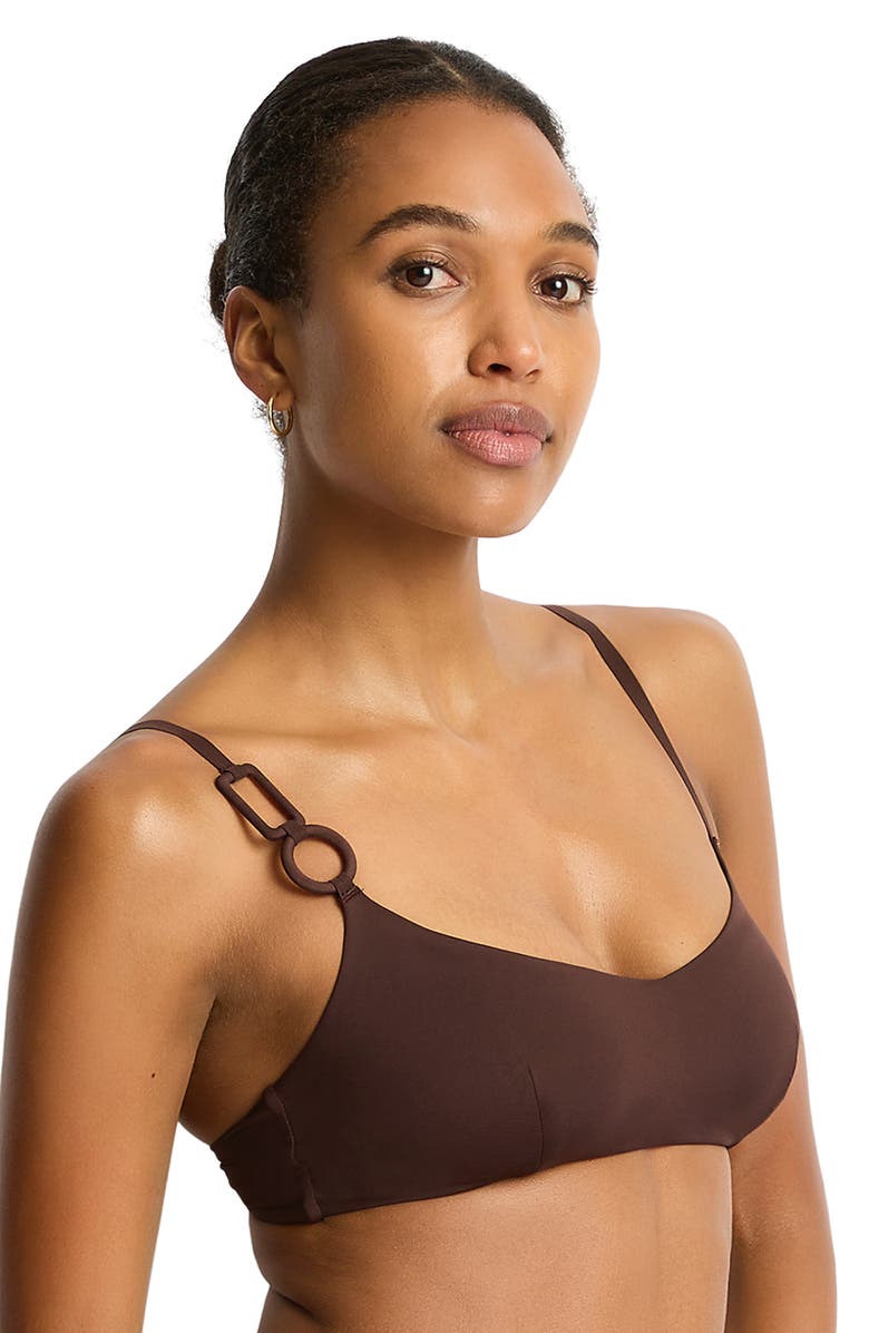 Sea Level Mythos Scoop Neck Bikini Top, Alternate, color, Cocoa