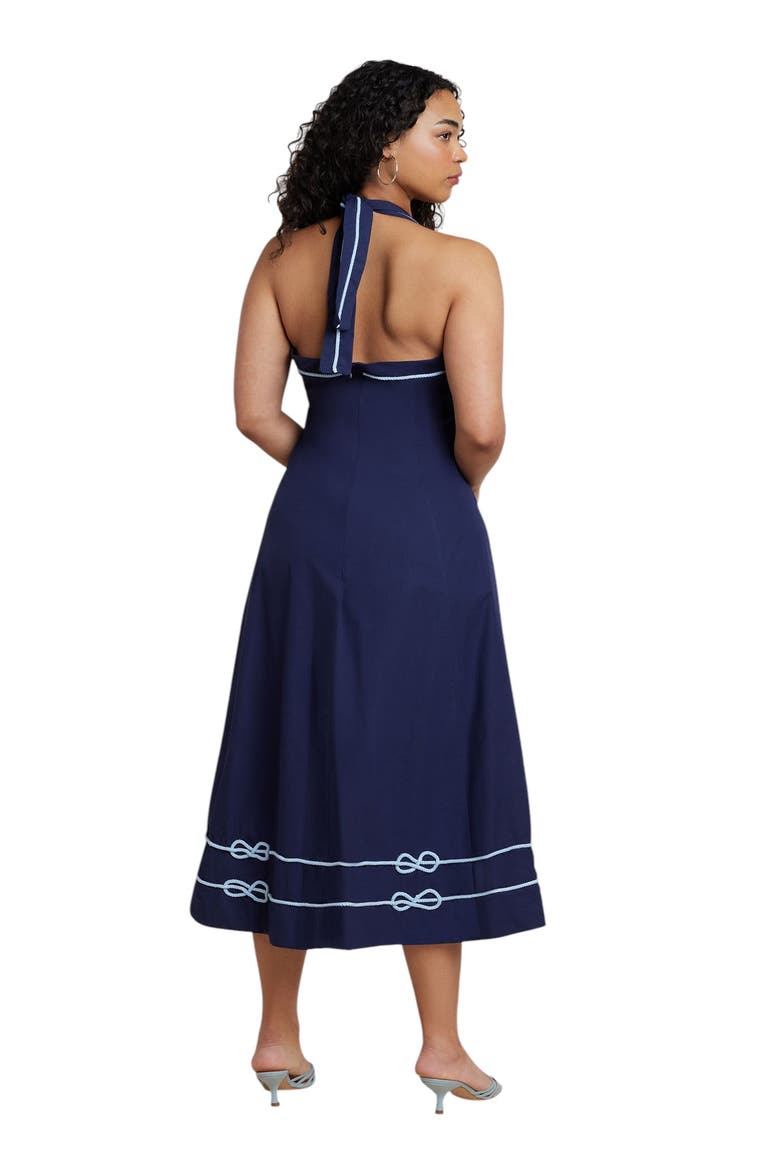 Halter Neck Poplin Midi Dress, Alternate, color, EVENING BLUE
