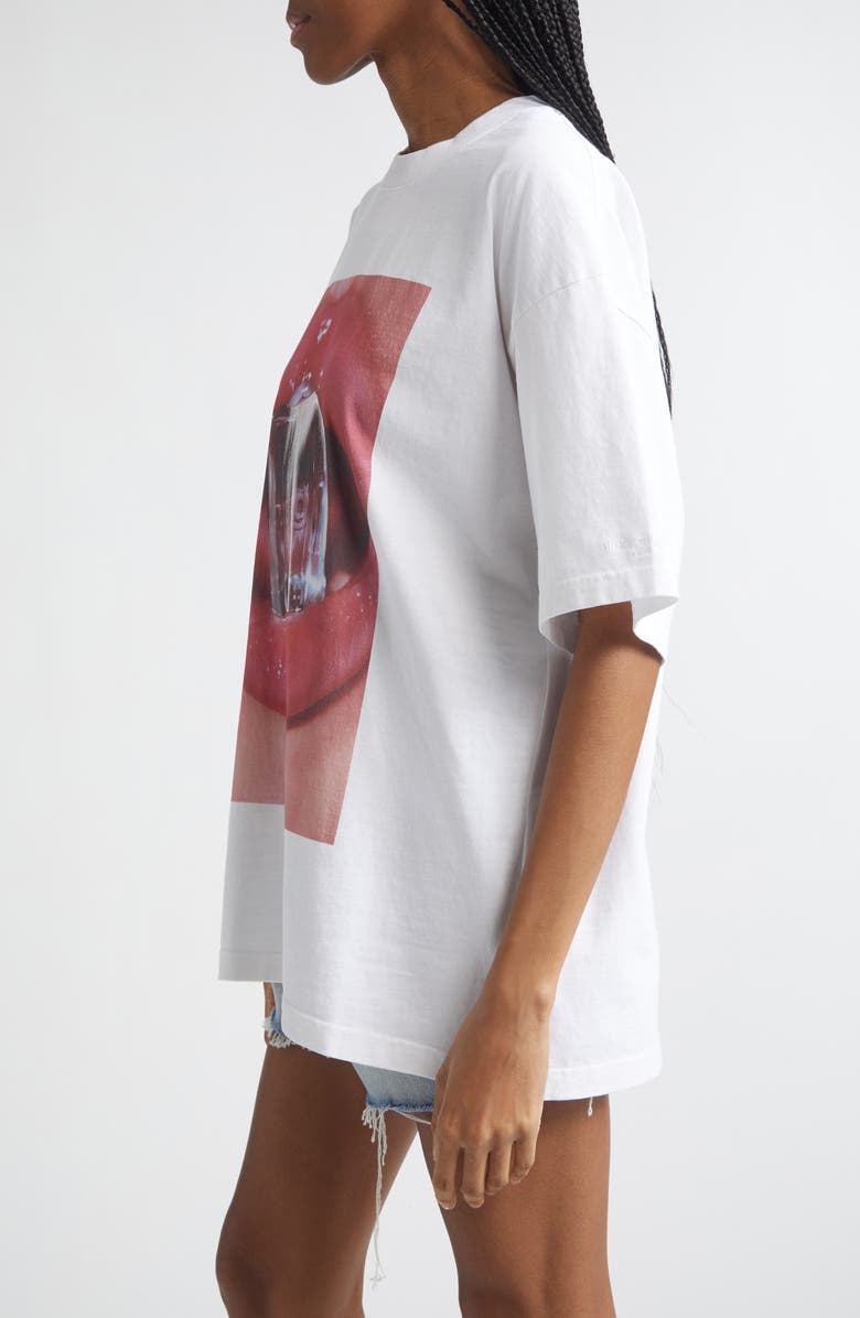 Alexander Wang Ice Cube Oversize Cotton Graphic T-Shirt, Alternate, color, Vintage White
