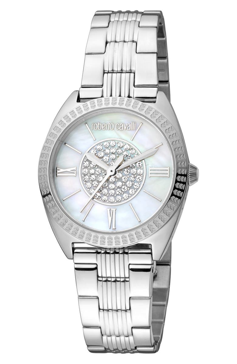 Roberto Cavalli Mother-of-Pearl Bracelet Watch, 30mm, Main, color,