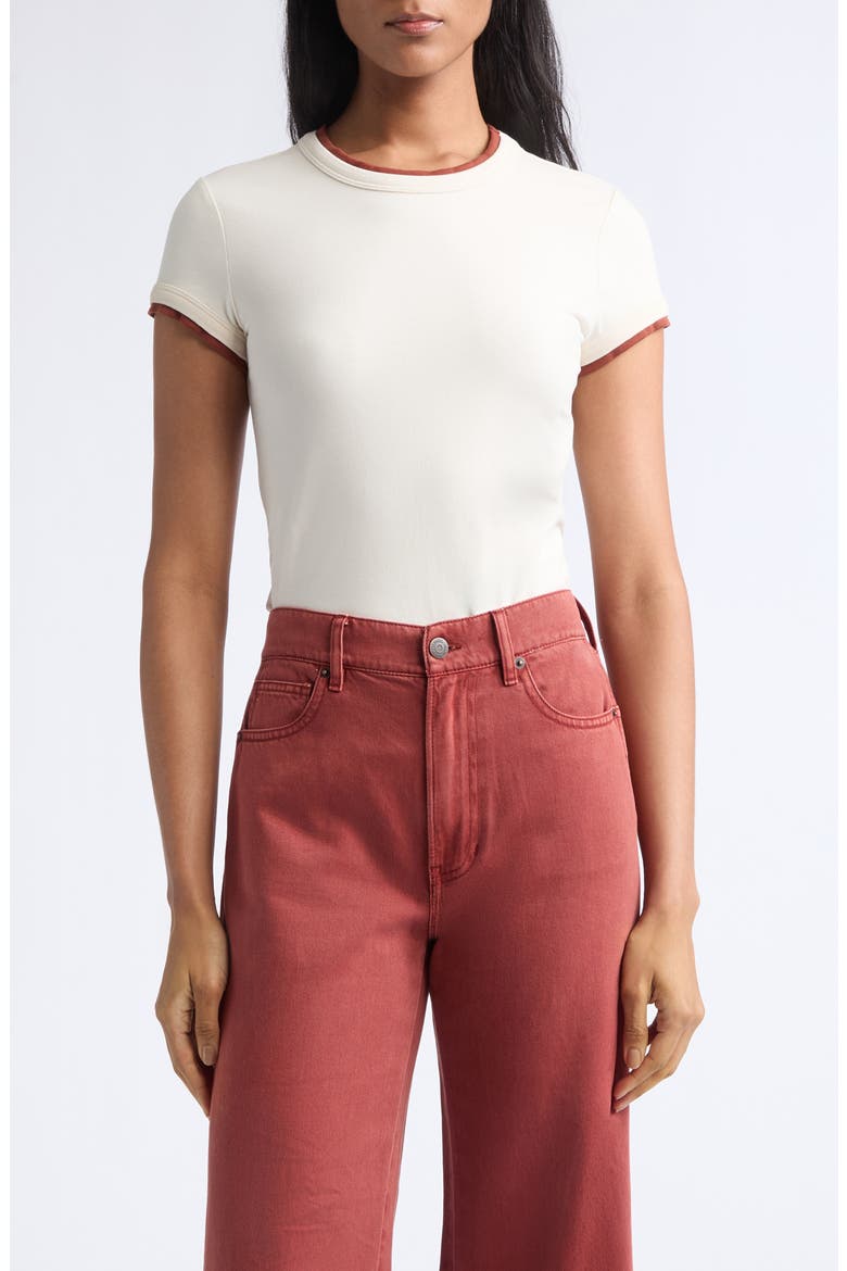 Devin Short Sleeve Ringer T-Shirt, Main, color, WHITE RAISIN