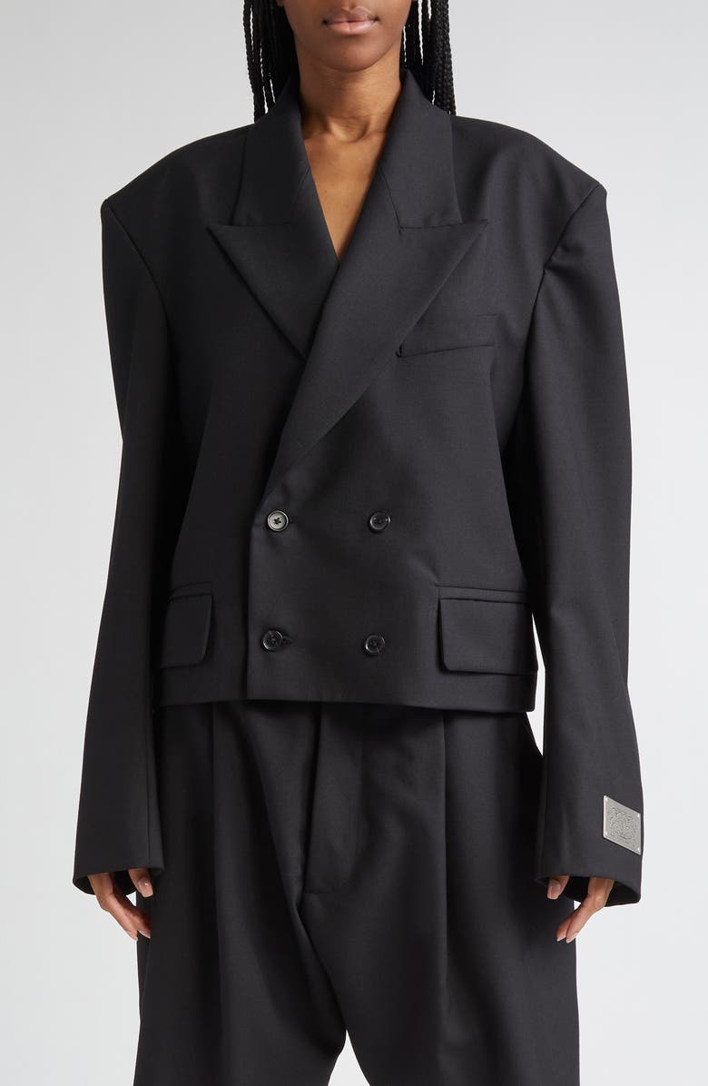 Vaquera Slouchy Crop Double Breasted Wool Blazer, Main, color, 