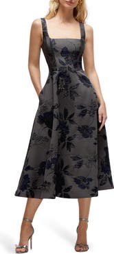 Dessy Collection Metallic Fit & Flare Midi Dress