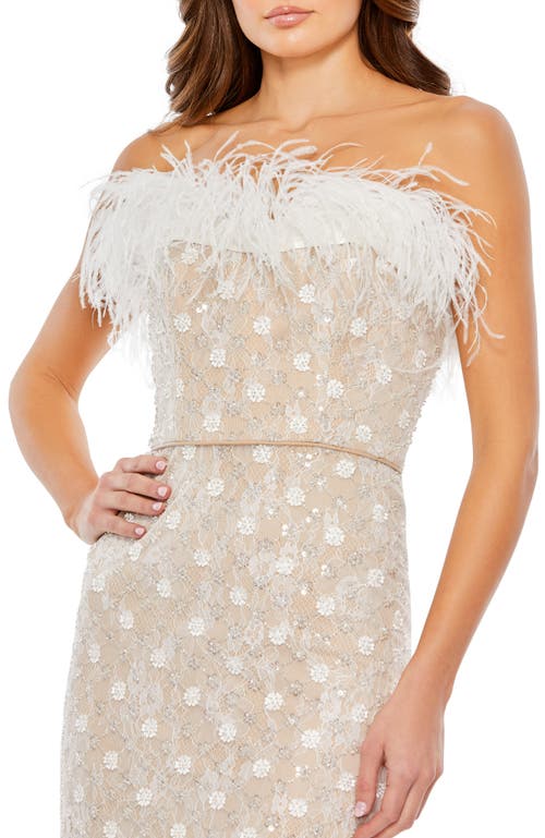Mac Duggal Embellished Strapless Column Dress In White