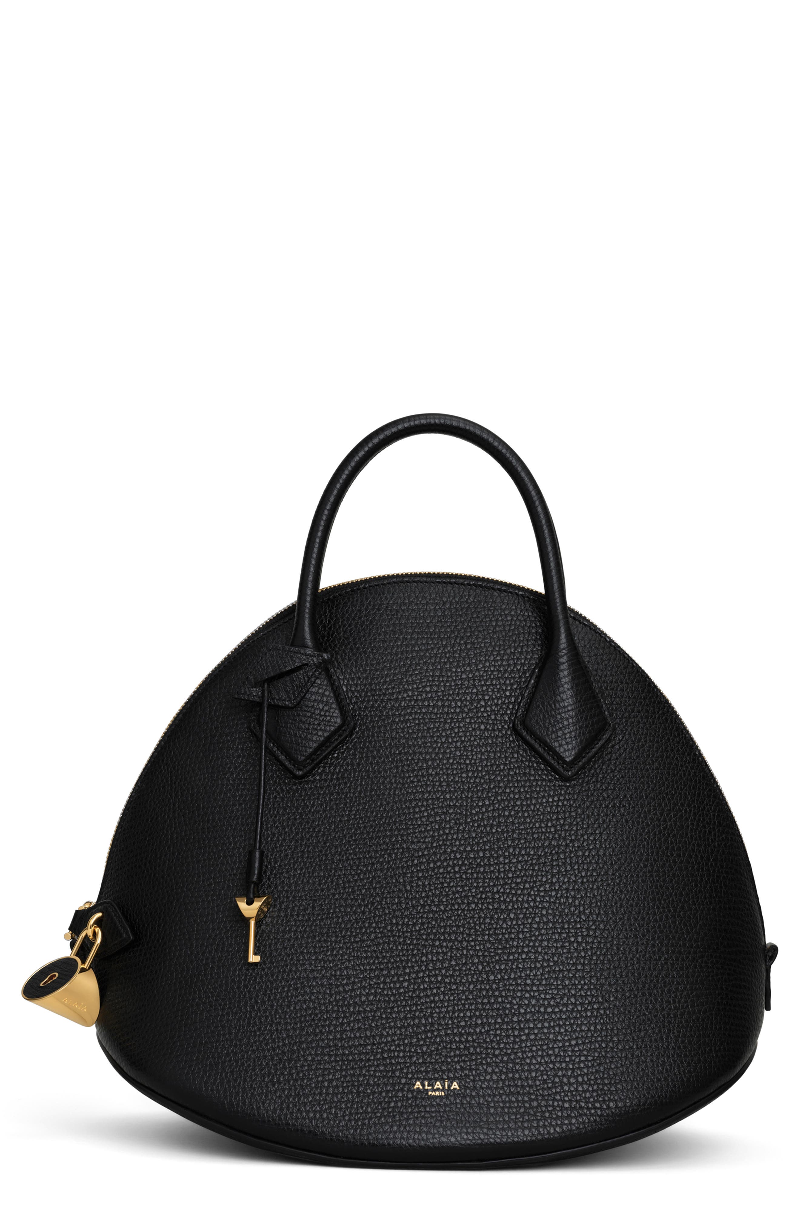 Alaïa Dome Grained Leather Top Handle Bag, Main, color, 