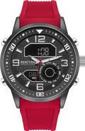 Kenneth Cole Reaction Analog Digital Silicone Strap Chronograph Watch, 46mm