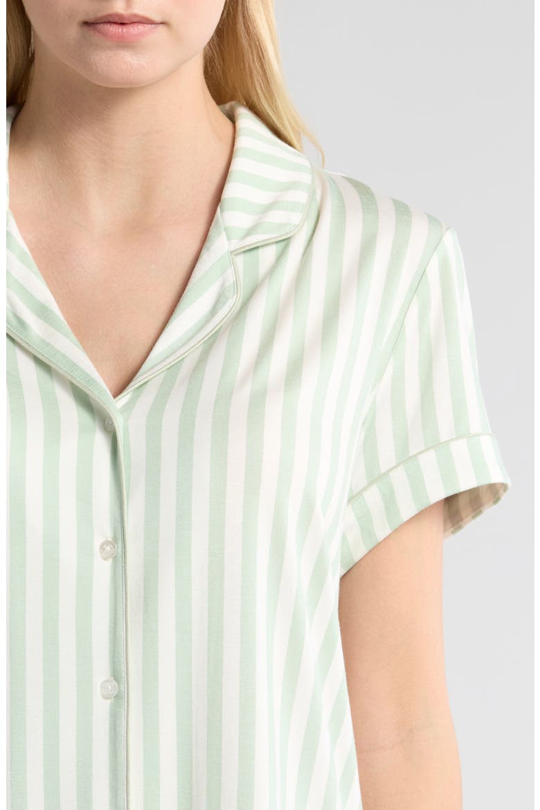 Moonlight Eco Short Pajamas, Alternate, color, GREEN SIGH MEDIUM STRIPE