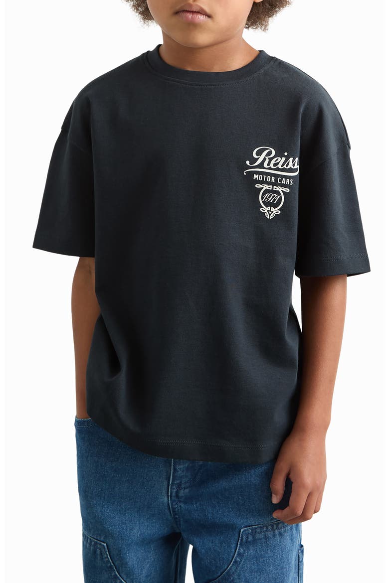 Kids' Russell Cotton Graphic T-Shirt, Alternate, color, WASHED BLUE/ WHITE