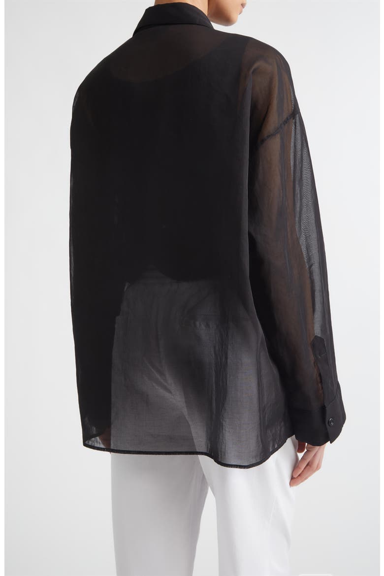Sequin Embroidered Cotton Gauze Button-Up Shirt, Alternate, color, 22 BLACK