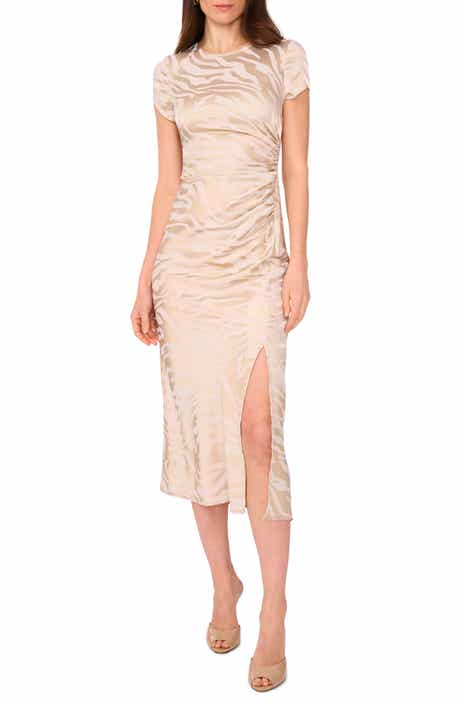 Vince Camuto Zebra Stripe Short Sleeve Midi Dress