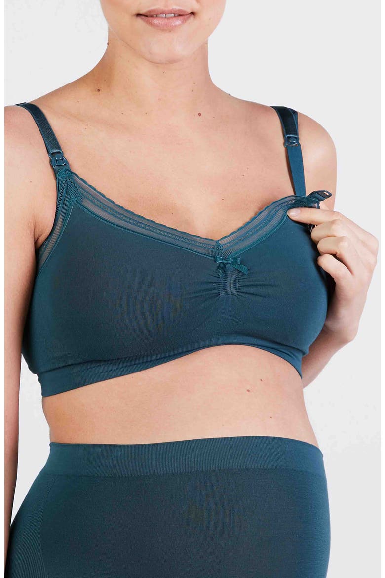 Milk Seamless Wireless Maternity/Nursing Bra, Alternate, color, GREEN
