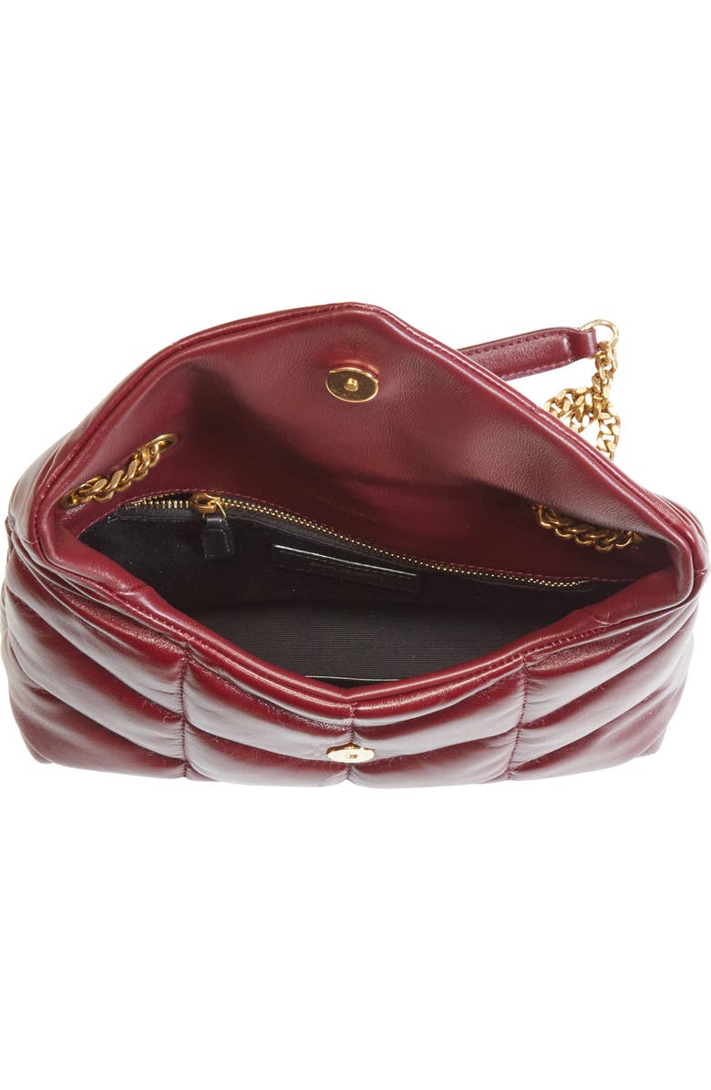 Saint Laurent Toy Loulou Quilted Puffer Leather Shoulder Bag, Alternate, color, Dark Ruby