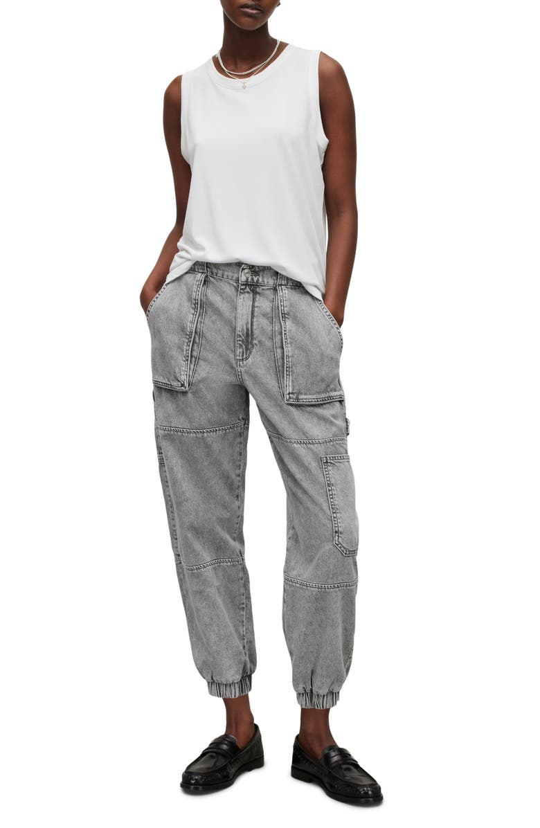 AllSaints Mila Denim Trousers, Alternate, color, Washed Grey