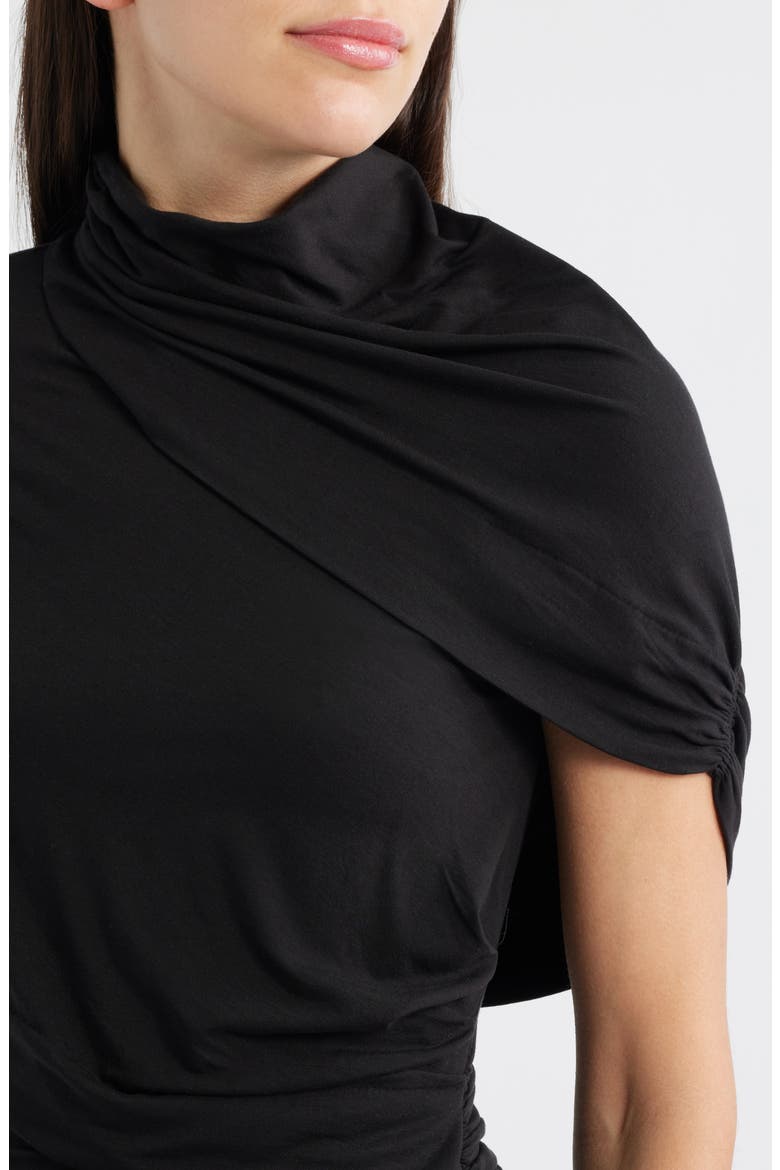Zuri Ruched Mock Neck Knit Top, Alternate, color, BLACK
