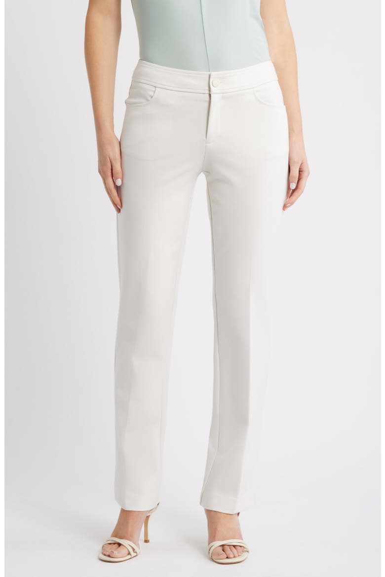 Flat Front Straight Leg Pants, Main, color, WHITE DOVE