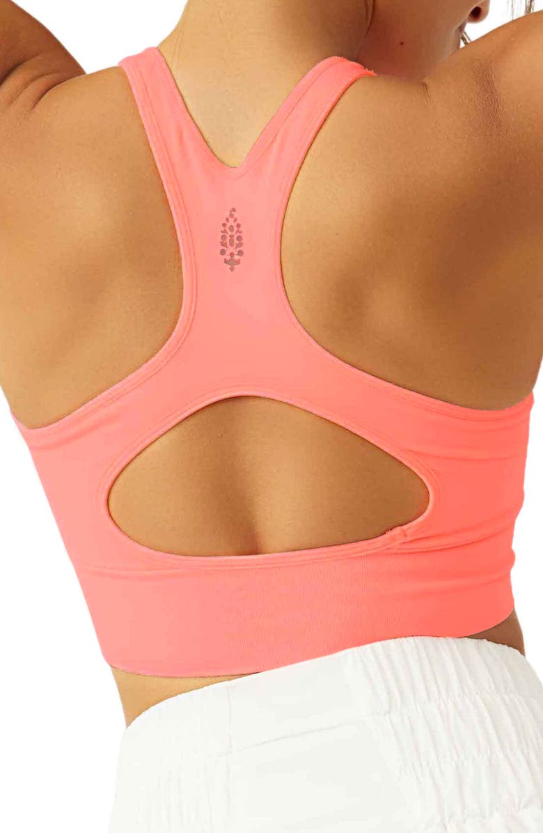 Free People Every Single Time Longline Sports Bra, Alternate, color, Papaya Punch