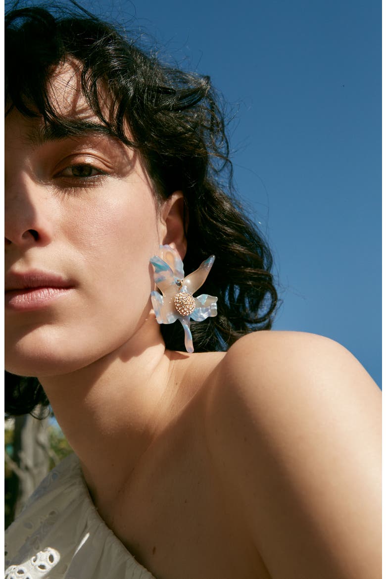 Crystal Clip-On Drop Earrings, Alternate, color, HONEY BLUSH