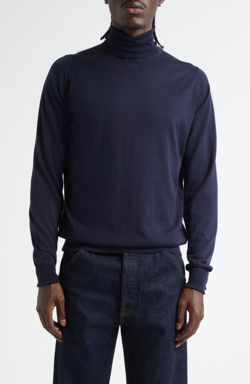 John Smedley Richard Turtleneck Merino Wool Sweater In Blue