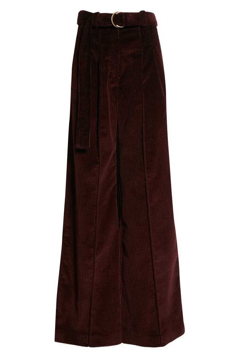 Nico Pleat Wide Leg Cotton Corduroy Pants, Alternate, color, BURGUNDY