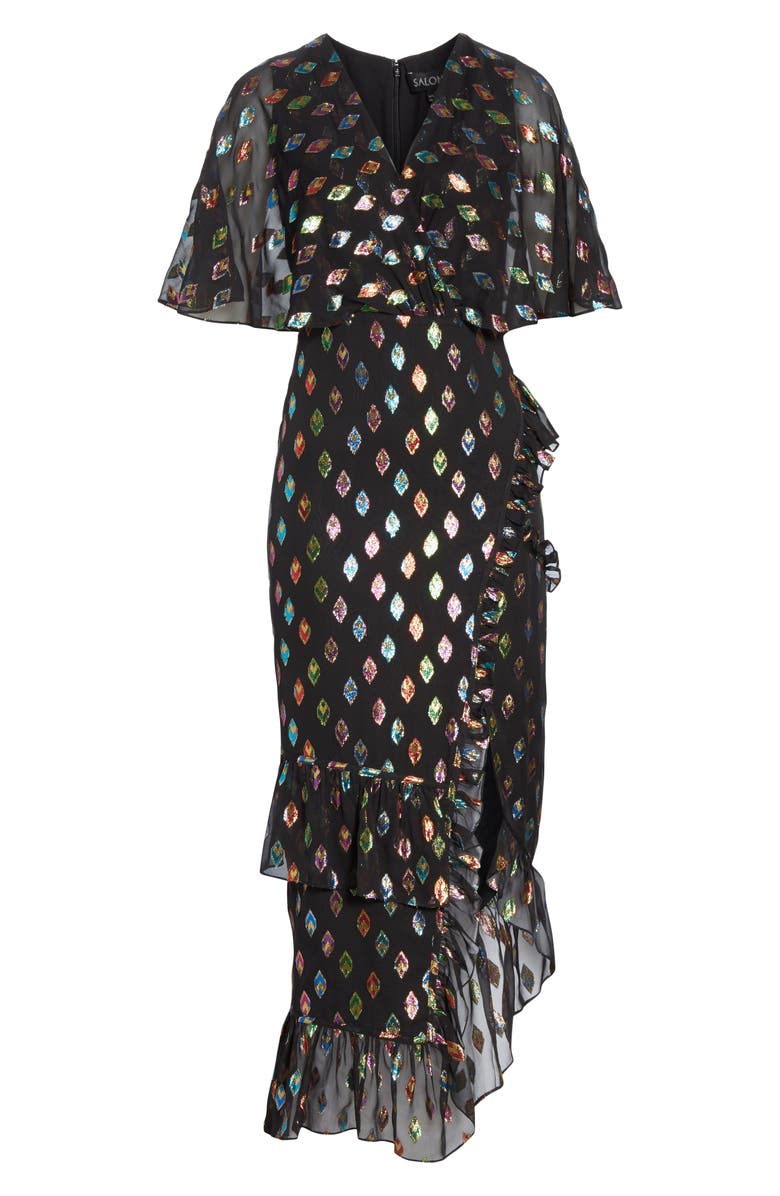 SALONI Ruffle Hem Silk Blend Dress, Alternate, color, 