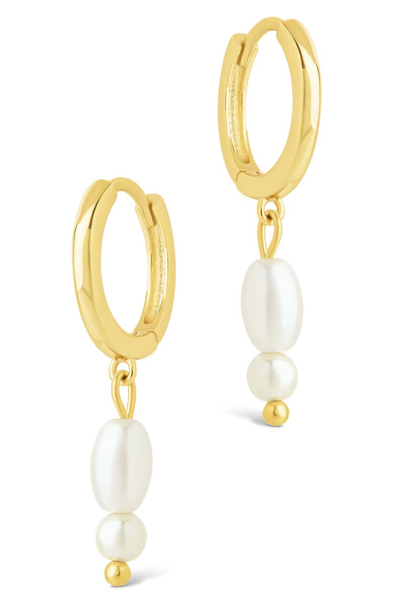 Sterling Forever Ilaria Faux Pearl Drop Dangle Hoop Earrings, Alternate, color, Gold