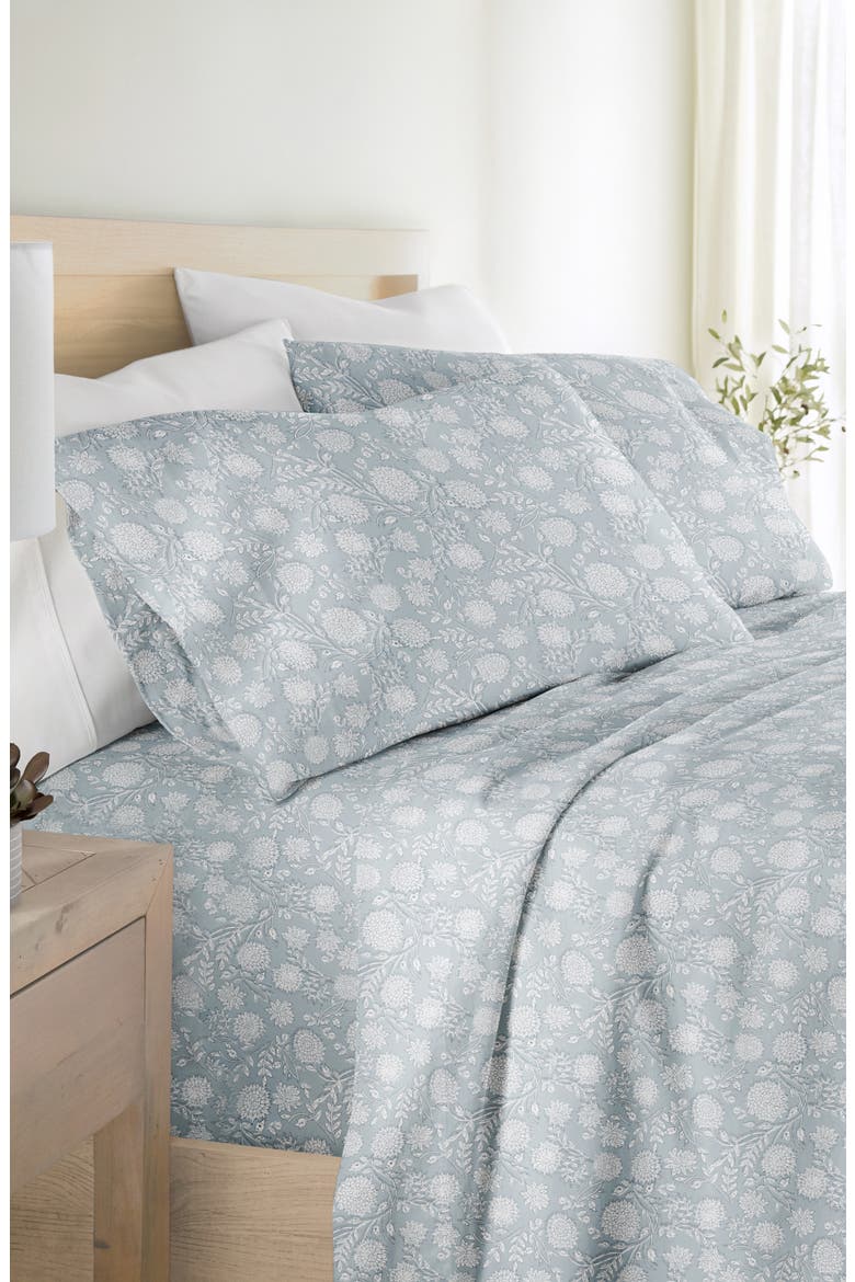 300 Thread Count Cotton Sateen Sheet Set, Alternate, color, BOHEMIAN GARDEN BLUE