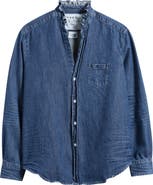 Frank & Eileen Ruffle Collar Relaxed Button Up Shirt